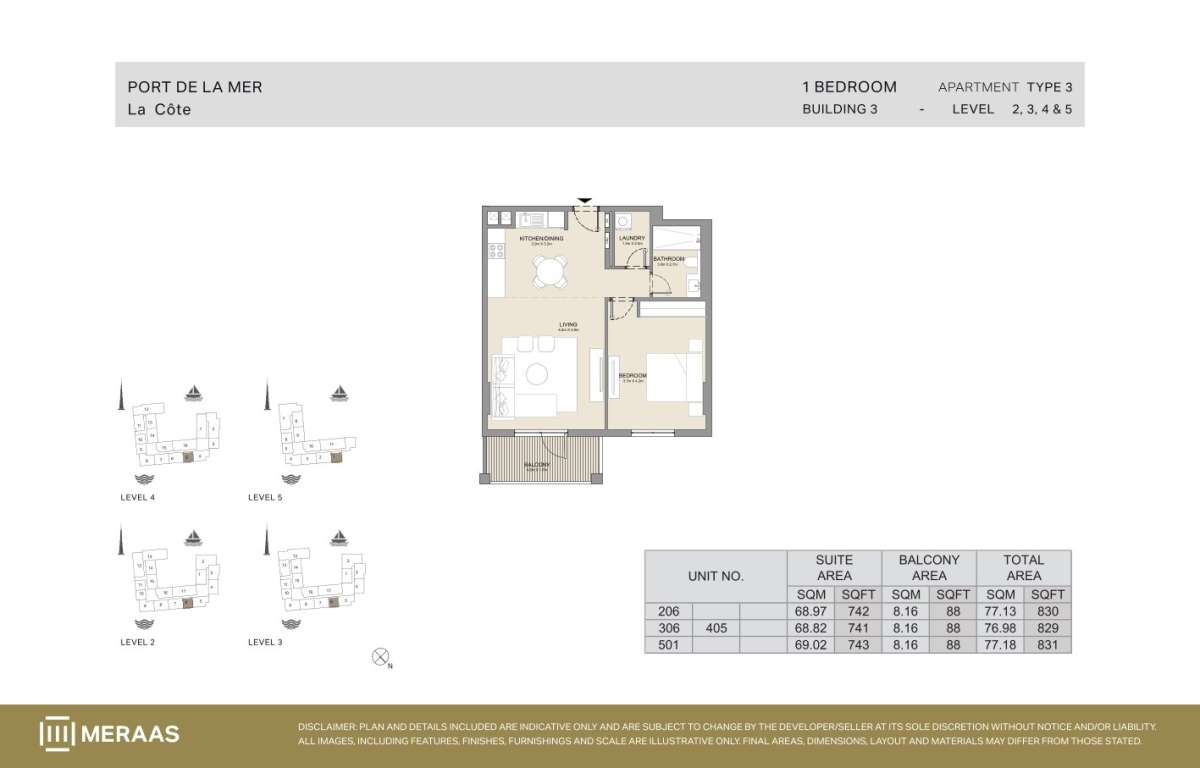 3-1BHK-Type 3 - Unit 206,306,405,501